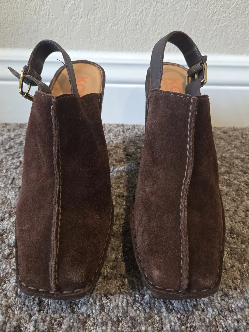 Michael Kors “Quincy” Women’s Brown Suede Platform Slingback Heels Clogs-Size 9M